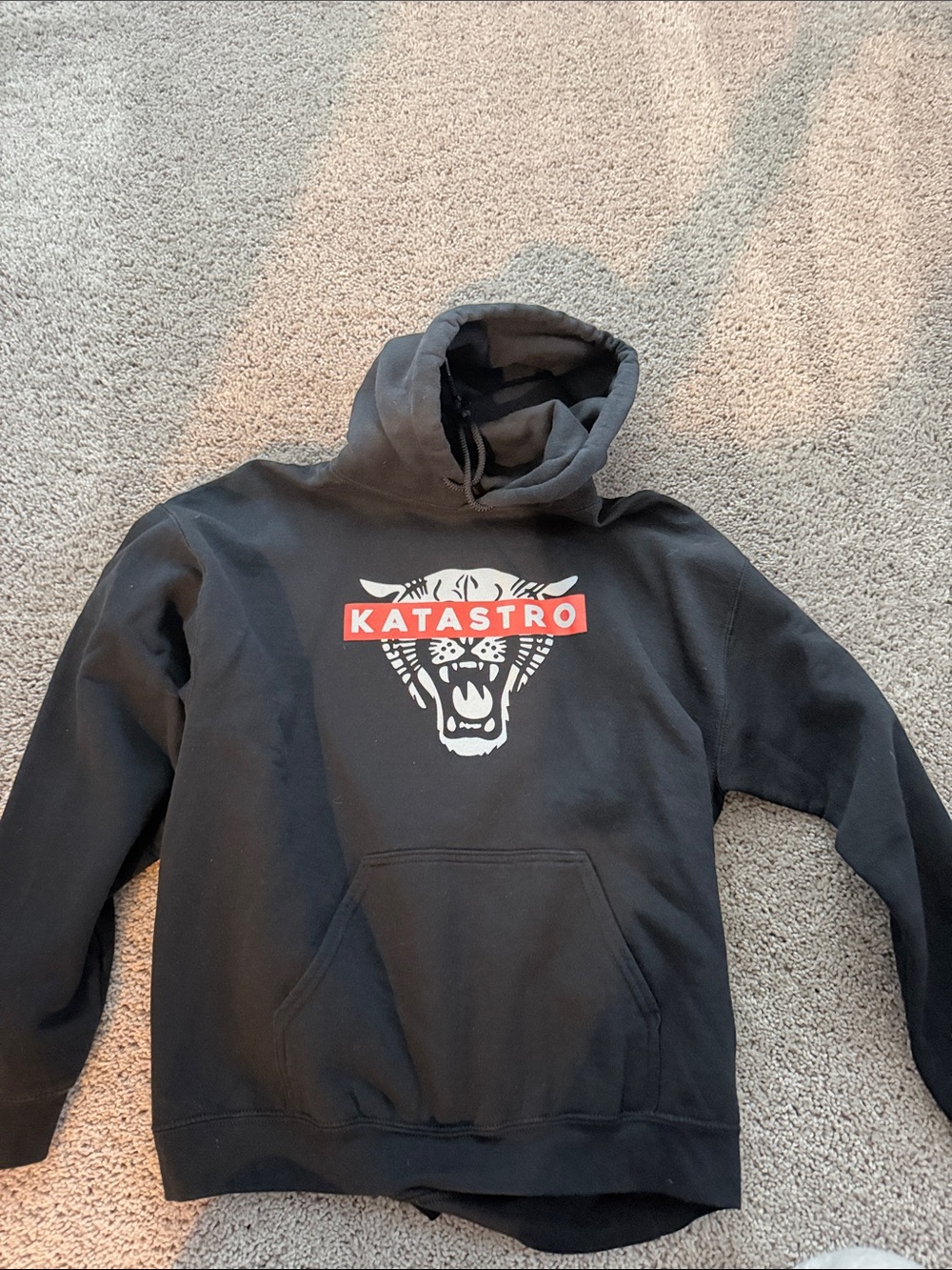 Gildan Black Hoodie with Red & White Katastro Graphic